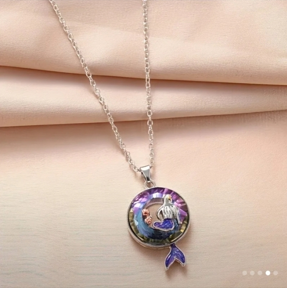 Mermaid Crystal Pendant Necklace - Picture 2 of 4
